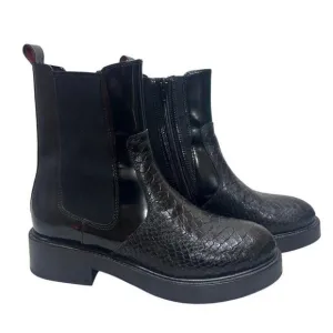 Jeffrey Campbell Edmond Chelsea Black Snake Scales Textured Ankle Boots 7 Zipper
