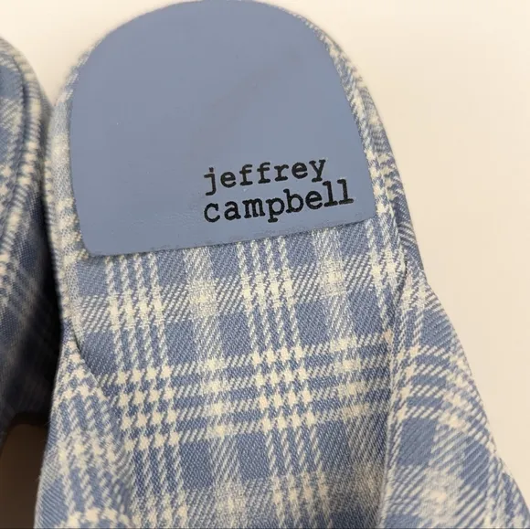 Jeffrey Campbell Luau Blue Plaid Platform Thong Sandals Size 6