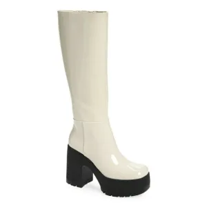 Jeffrey Campbell Refresh White Patent Leather Knee High Platform Boots size 7.5