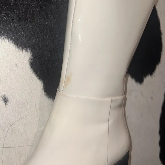 Jeffrey Campbell Refresh White Patent Leather Knee High Platform Boots size 7.5