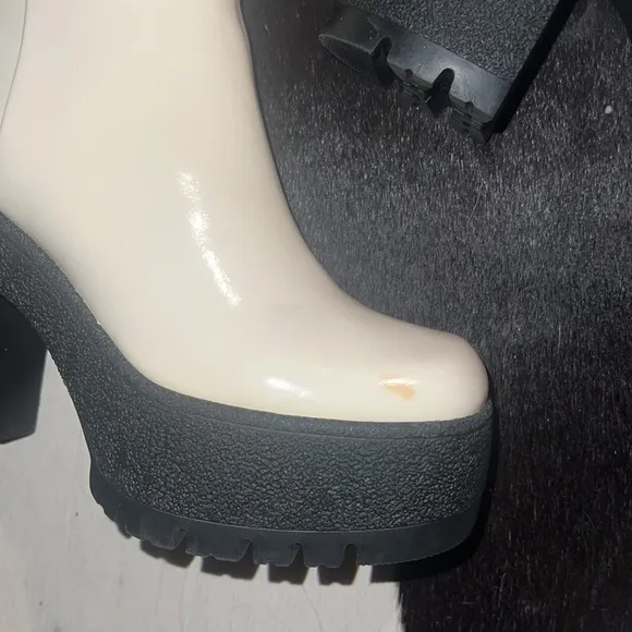 Jeffrey Campbell Refresh White Patent Leather Knee High Platform Boots size 7.5
