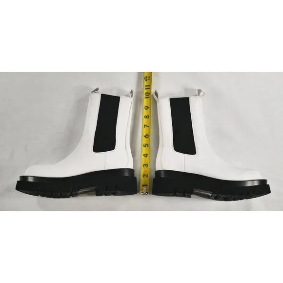 Jeffrey Campbell Tanked Platform White Chelsea Zip Boots Women's Size 7.5