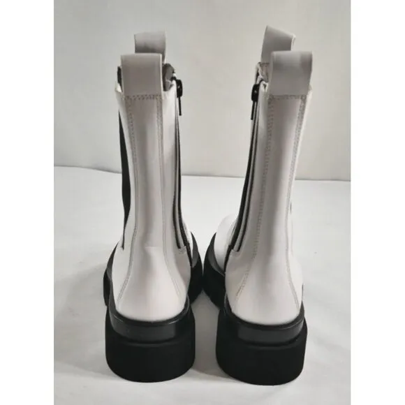 Jeffrey Campbell Tanked Platform White Chelsea Zip Boots Women's Size 7.5