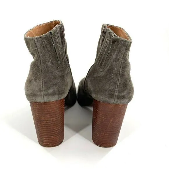 Jeffrey Campbell Womens Ankle Boots Block Heel Booties Gray Green Suede 9