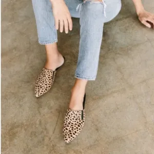 JENNI KAYNE Pony Calf Hair Cheetah Leopard Mule 36 / 6