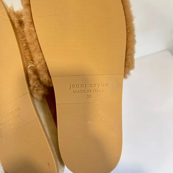 Jenni Kayne Shearling Slide Sandal Tan Size 38/7.5