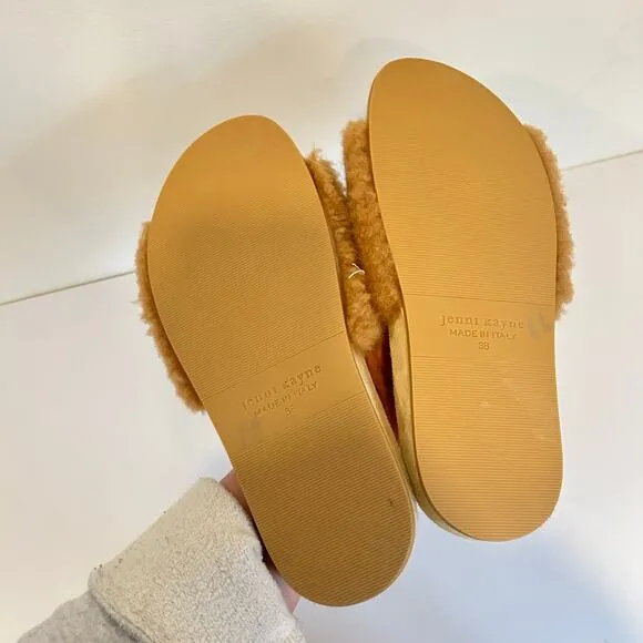 Jenni Kayne Shearling Slide Sandal Tan Size 38/7.5