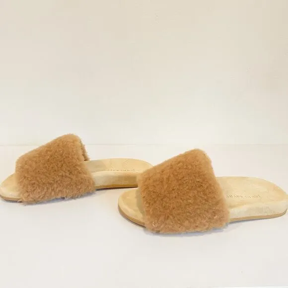 Jenni Kayne Shearling Slide Sandal Tan Size 38/7.5