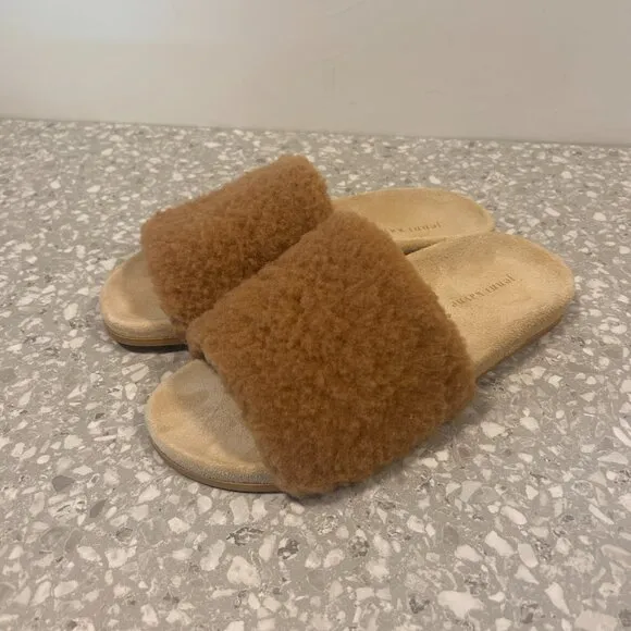 Jenni Kayne Shearling Slide Sandal, Women's Size 10, Natural, EUC