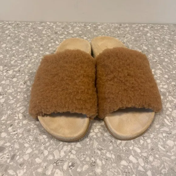 Jenni Kayne Shearling Slide Sandal, Women's Size 10, Natural, EUC