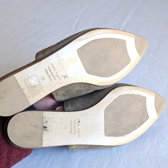 Jenni Kayne Suede Leather Mules Slip On Flats Women's Size 37