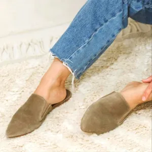 Jenni Kayne Suede Leather Mules Slip On Flats Women's Size 37