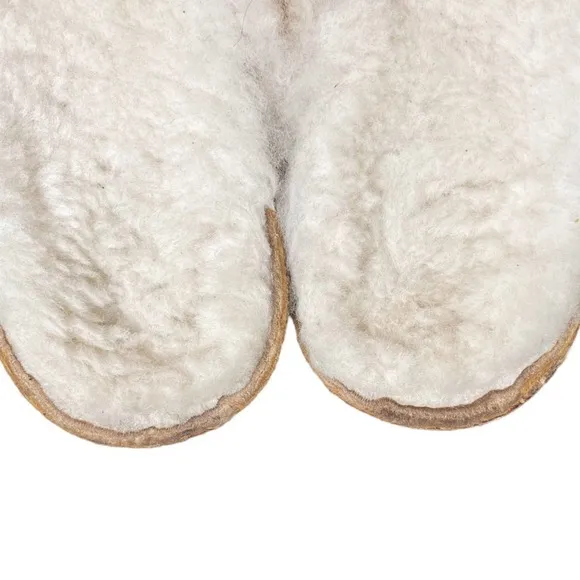 Jenni Kayne Suede Natural Beige Shearling Lined Crossover Slides - 36