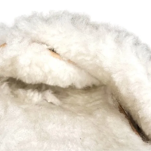 Jenni Kayne Suede Natural Beige Shearling Lined Crossover Slides - 36