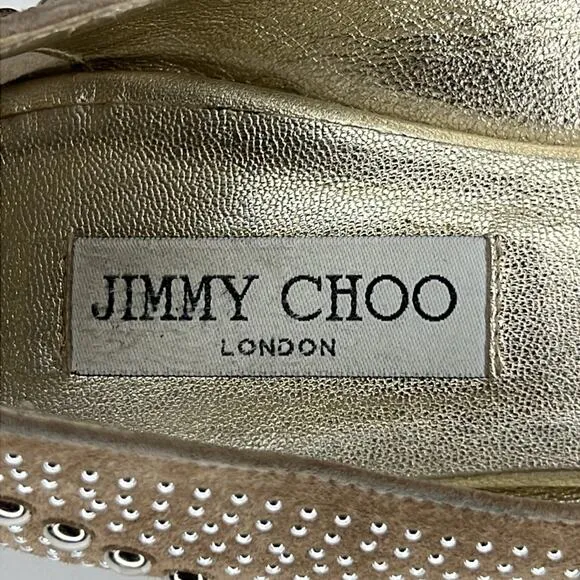 Jimmy Choo Beige Suede Sudded Ballet Flat Size 8.5