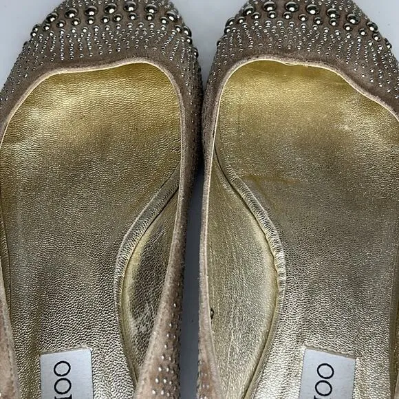 Jimmy Choo Beige Suede Sudded Ballet Flat Size 8.5