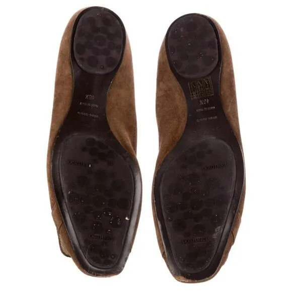JIMMY CHOO Carmel Brown Suede Embellished Ballet Flats Shoes Size EU 40.5/10.5