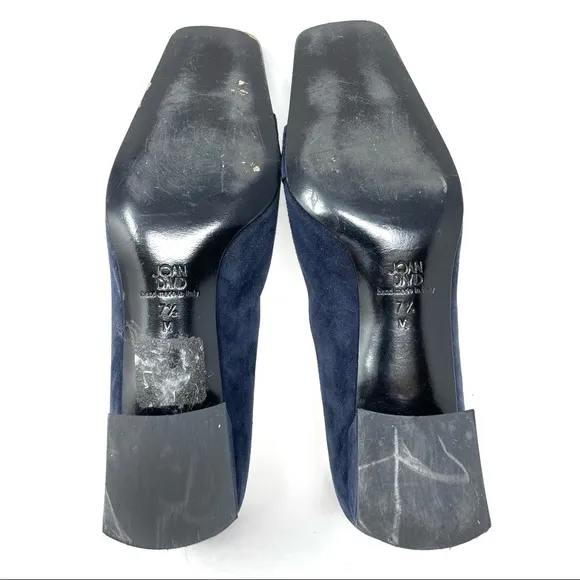 JOAN &amp; DAVID vintage navy blue suede low heel flats, made in Italy, size 7.5