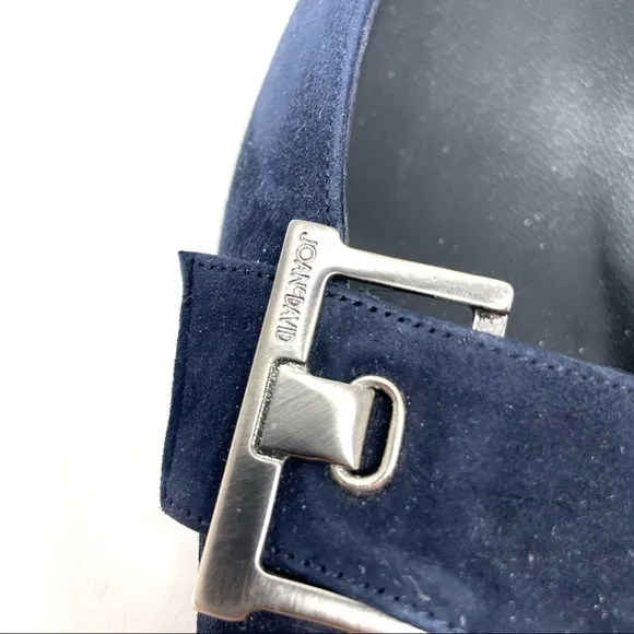 JOAN &amp; DAVID vintage navy blue suede low heel flats, made in Italy, size 7.5
