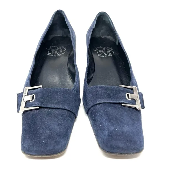 JOAN &amp; DAVID vintage navy blue suede low heel flats, made in Italy, size 7.5