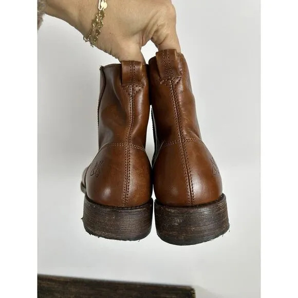 John Fluevog Mens Boots Ankle Zipper Brown Leather Size 10E 70732 Chelsea Oxford