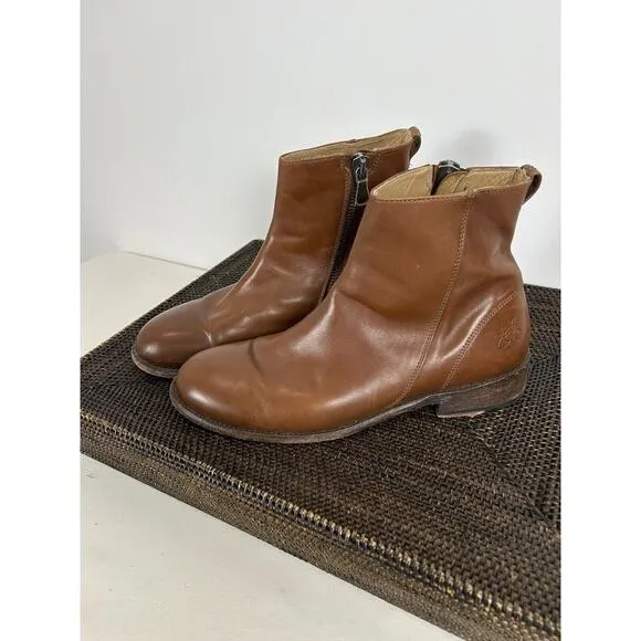 John Fluevog Mens Boots Ankle Zipper Brown Leather Size 10E 70732 Chelsea Oxford