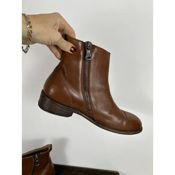 John Fluevog Mens Boots Ankle Zipper Brown Leather Size 10E 70732 Chelsea Oxford