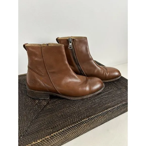 John Fluevog Mens Boots Ankle Zipper Brown Leather Size 10E 70732 Chelsea Oxford