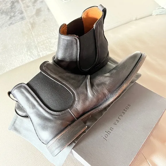 John Varvatos Fleetwood Sharpei Chelsea Leather Ankle Boots Mens Size 11 Gray