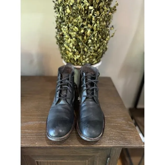 John Varvatos Leather Lace Up Boots Black Leather Mens Size US 9