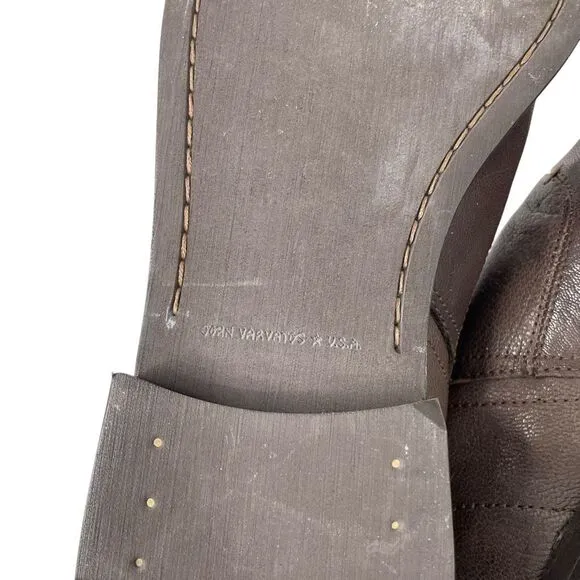 John Varvatos side zip leather ankle boots Size 11.5 brown