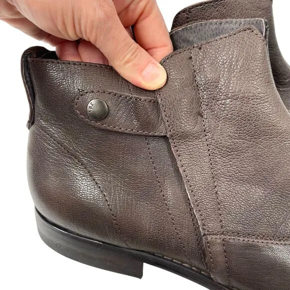 John Varvatos side zip leather ankle boots Size 11.5 brown