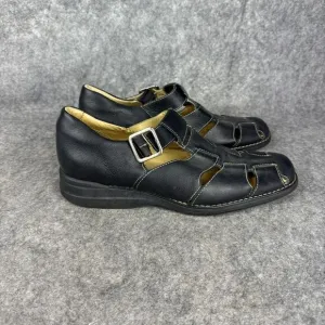 Johnston‎ &amp; Murphy Black Fisherman Sheepskin Mens Leather Sandals Size 9