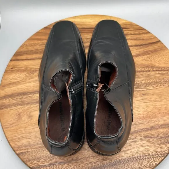 Johnston &amp; Murphy Boots Mens 13 M Chelsea Ankle Black Leather Side Zip Shoes