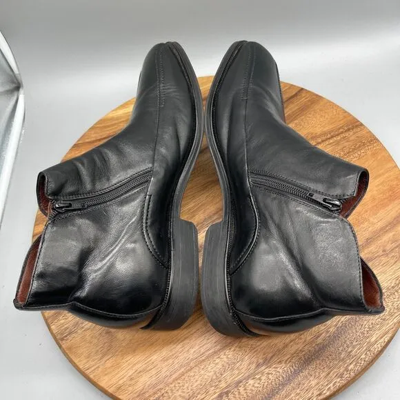 Johnston &amp; Murphy Boots Mens 13 M Chelsea Ankle Black Leather Side Zip Shoes