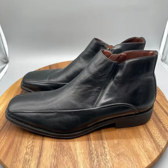 Johnston &amp; Murphy Boots Mens 13 M Chelsea Ankle Black Leather Side Zip Shoes
