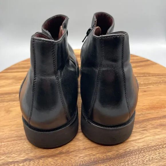 Johnston &amp; Murphy Boots Mens 13 M Chelsea Ankle Black Leather Side Zip Shoes