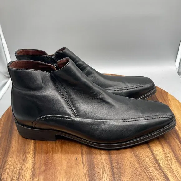 Johnston &amp; Murphy Boots Mens 13 M Chelsea Ankle Black Leather Side Zip Shoes