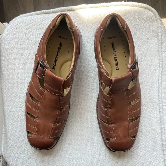Johnston &amp; Murphy Golson Fisherman Tan Mens Sandals Size 10