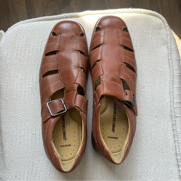 Johnston &amp; Murphy Golson Fisherman Tan Mens Sandals Size 10
