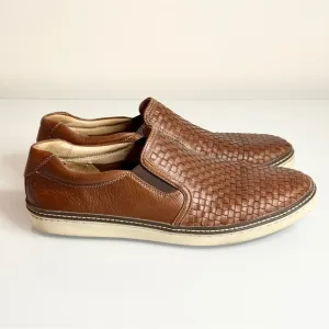 Johnston &amp; Murphy McGuffey Woven Leather Slip-On Loafers 11.5 Tan