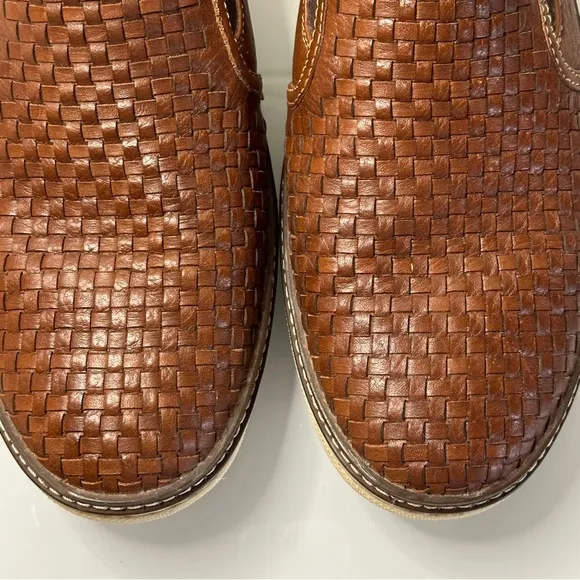 Johnston &amp; Murphy McGuffey Woven Leather Slip-On Loafers 11.5 Tan