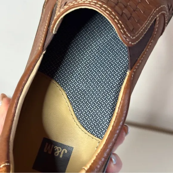 Johnston &amp; Murphy McGuffey Woven Leather Slip-On Loafers 11.5 Tan
