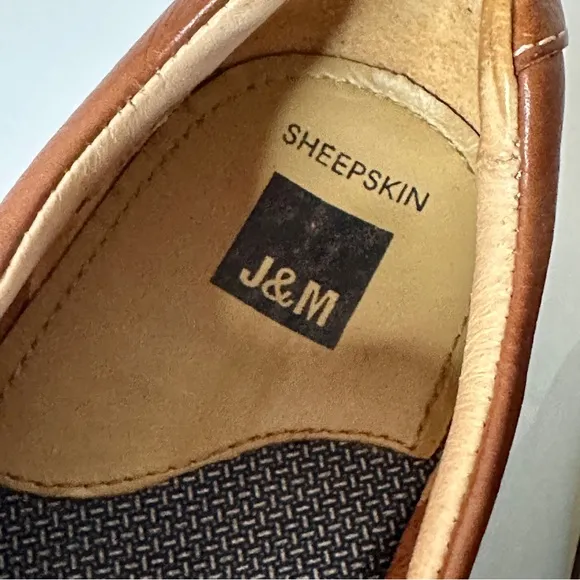 Johnston &amp; Murphy McGuffey Woven Leather Slip-On Loafers 11.5 Tan