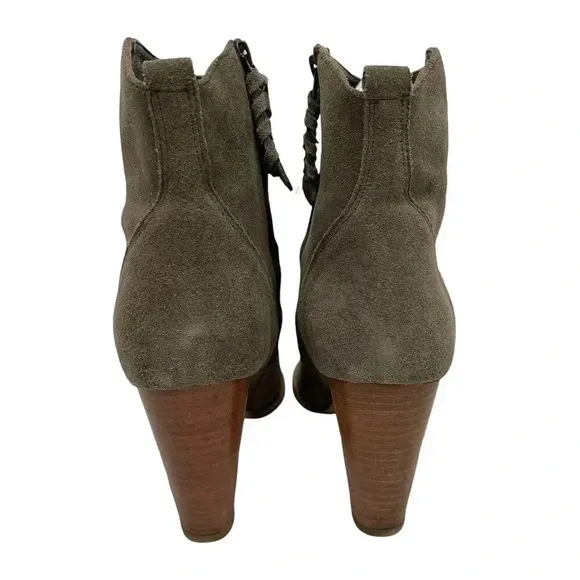 Joie Dalton Suede Leather Side Zip Block High Heel Boot Tan Booties Size 11 US