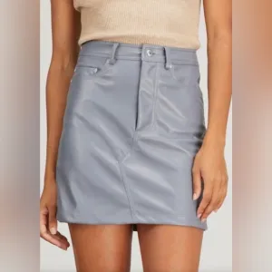 JONATHAN SIMKHAI Gabbie Eco Stretch Vegan Leather Mini Skirt in Bluebird