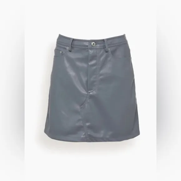 JONATHAN SIMKHAI Gabbie Eco Stretch Vegan Leather Mini Skirt in Bluebird