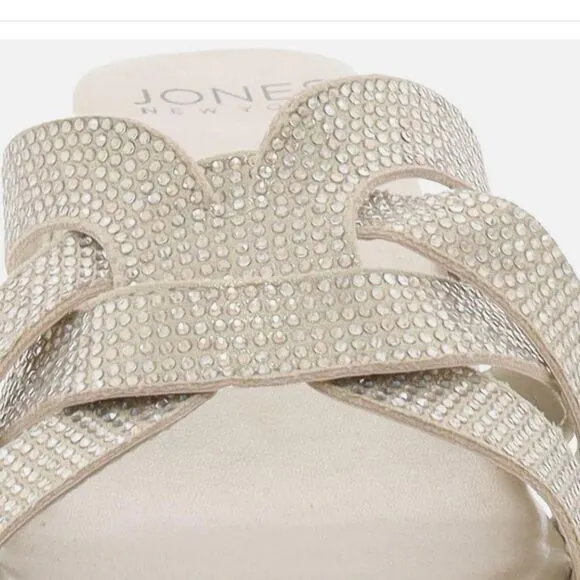 Jones New York Womens Enny Embellished  Slide Sandals Light Gold Size 7 New