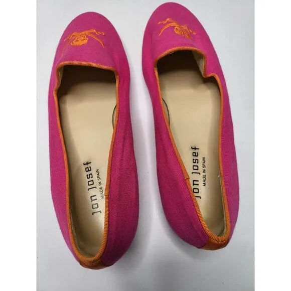 Jon Josef Women Skull Crossbones Pirate Loafers 9.5M Pink Orange Comfort Preepy
