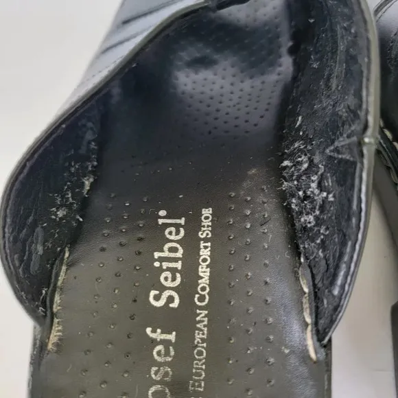Josef Seibel Comfort Slide Leather Sandals Black Size 9 /  40